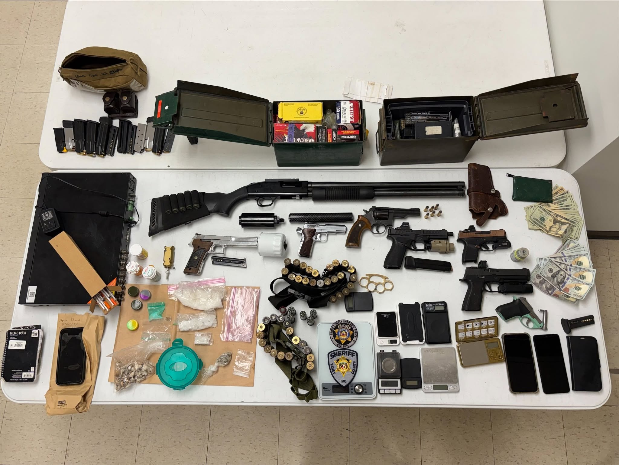Evidence recovered by Stone County Sheriff's Office during search included drugs and firearms